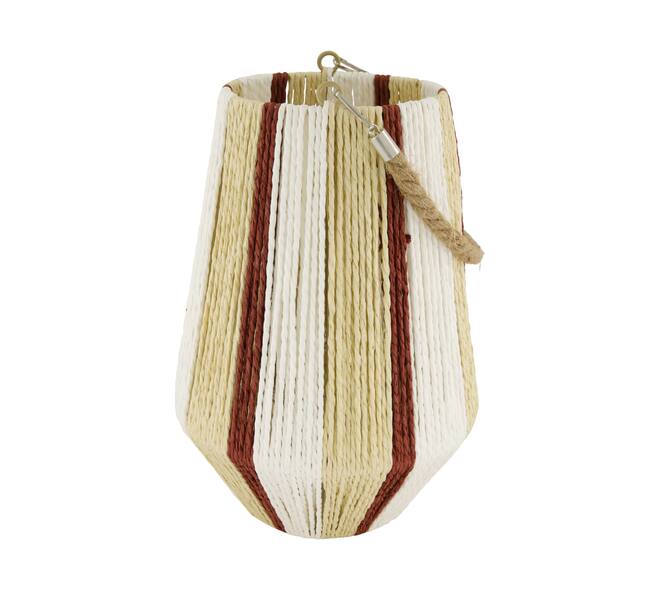 Lantern round paper rope with glass 22x22x31cm