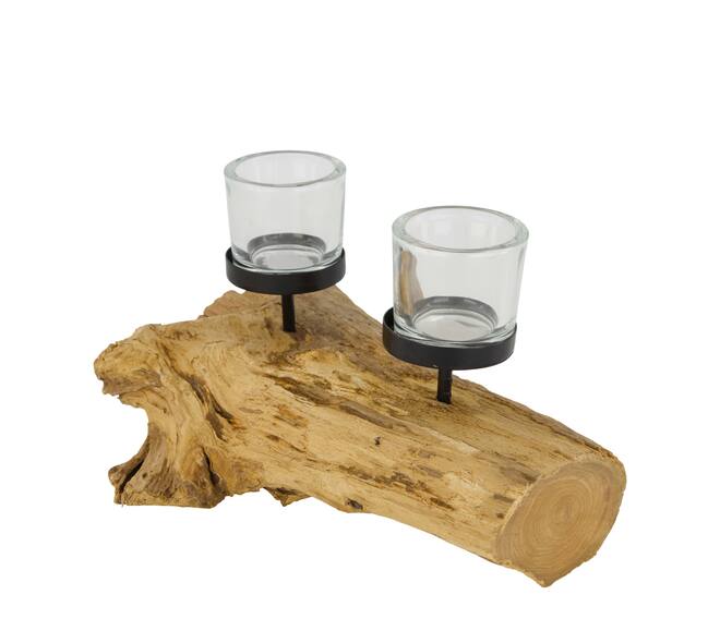 Pillar candle holder root 28x18x12cm - Natural