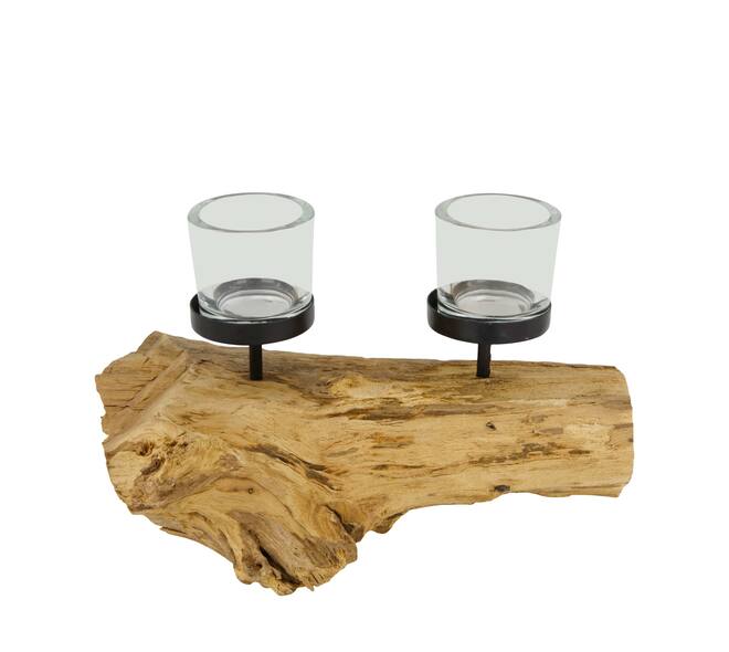 Pillar candle holder root 28x18x12cm - Natural