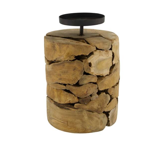 Pillar candle holder root 15x15x22cm - Natural