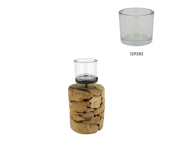 Pillar candle holder root 15x15x22cm - Natural