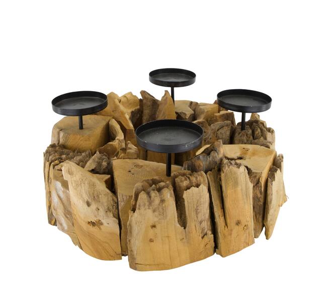 Pillar candle holder root 38x38x18cm - Natural