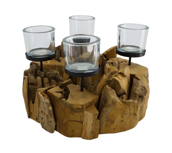 Pillar candle holder root 38x38x18cm - Natural