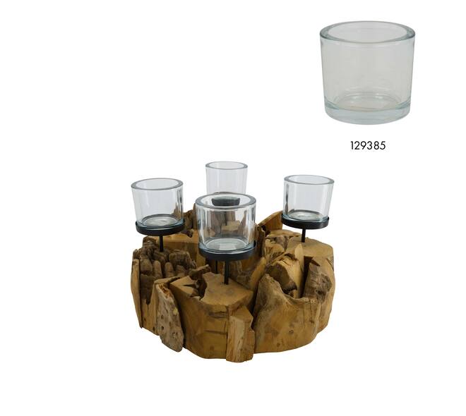 Pillar candle holder root 38x38x18cm - Natural