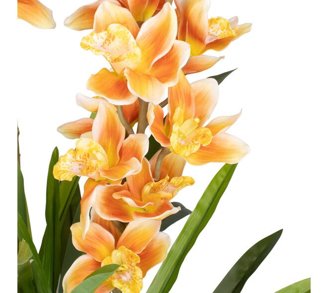 Plant cymbidium artificial 40x40x150cm - Orange
