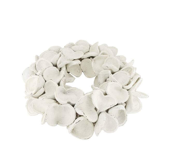 Wreath badam nature 55x55x11cm - White