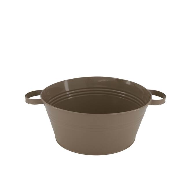 Bowl round metal with handle 37x28x12.5cm - Brown