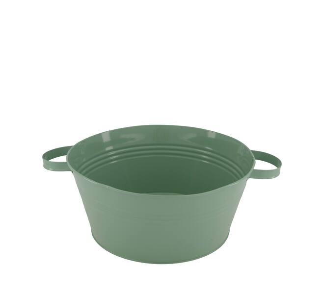 Bowl round metal with handle 37x28x12.5cm - Green