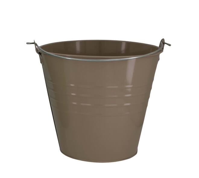 Bucket round metal with handle 24x24x22cm - Brown