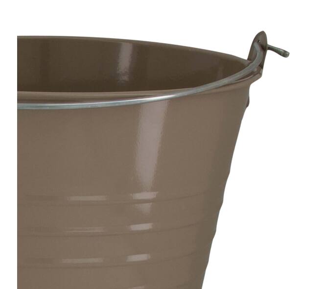 Bucket round metal with handle 24x24x22cm - Brown
