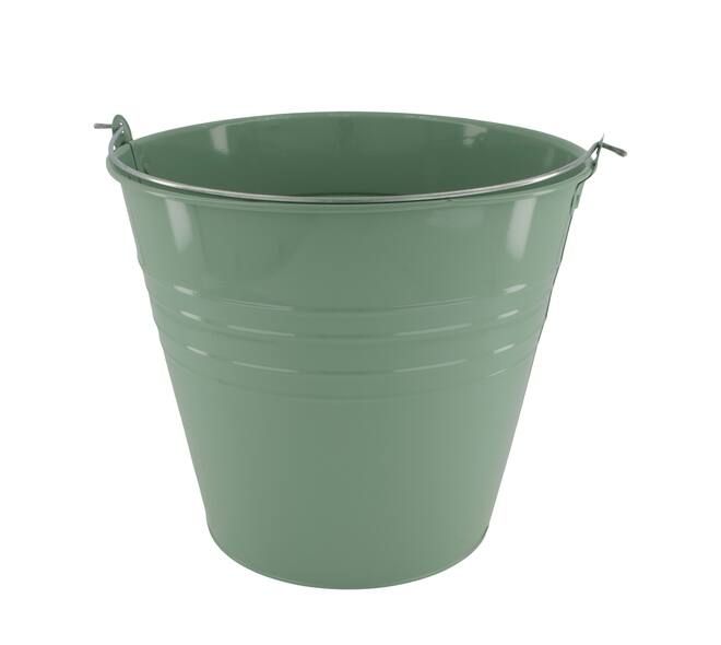 Bucket round metal with handle 30x30x27cm - Green