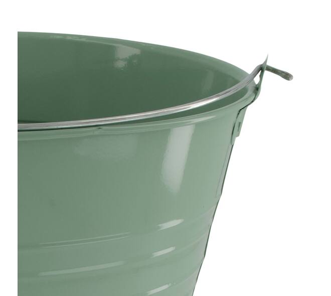 Bucket round metal with handle 30x30x27cm - Green