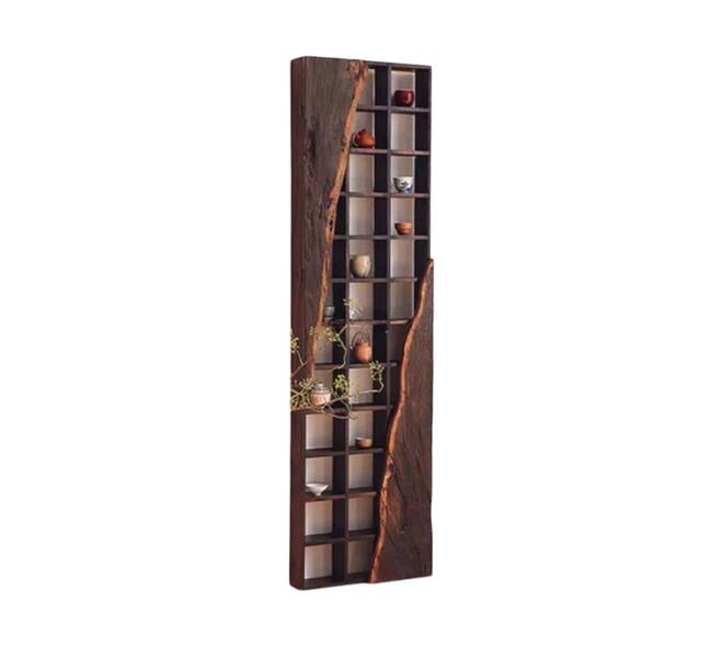 Cabinet antique cup rack reclaimed wood vintage 60x15x140cm - Brown
