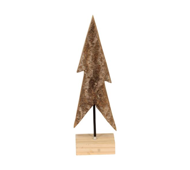 Tree bark paulownia wood on stand 11x8x38cm - Natural