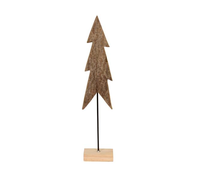 Tree bark paulownia wood on stand 12x8x58cm - Natural