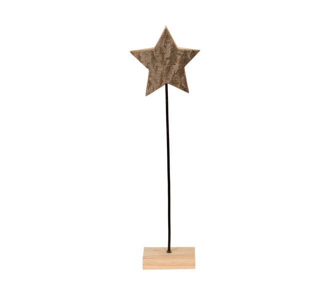 Star bark paulownia wood on stand 16x8x58cm