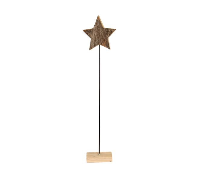 Star bark paulownia wood on stand 18x9x78cm - Natural
