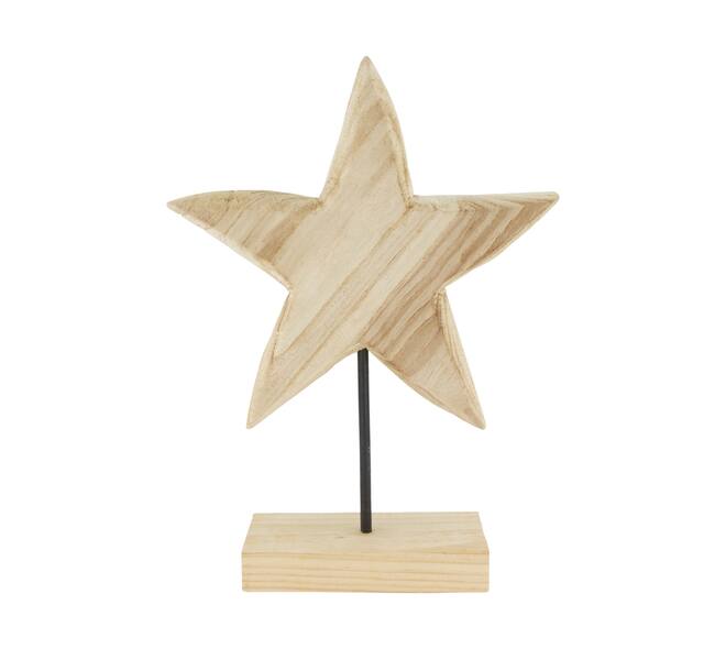 Statue star paulownia wood 28x8x38cm - Natural