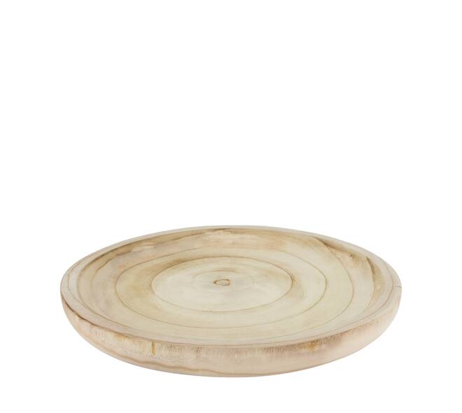 Tray round paulownia wood 38x38x4cm - Natural