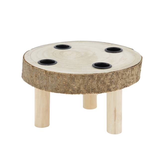 Dinnercandle holder paulownia wood on feet 18x18x11cm