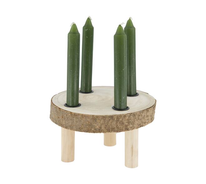 Dinnercandle holder paulownia wood on feet 18x18x11cm