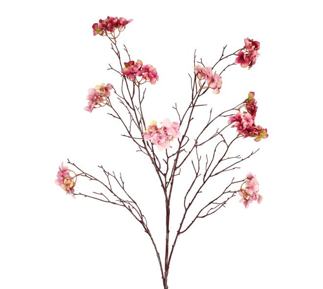 Branch hydrangea artificial 102x40x10cm - Pink