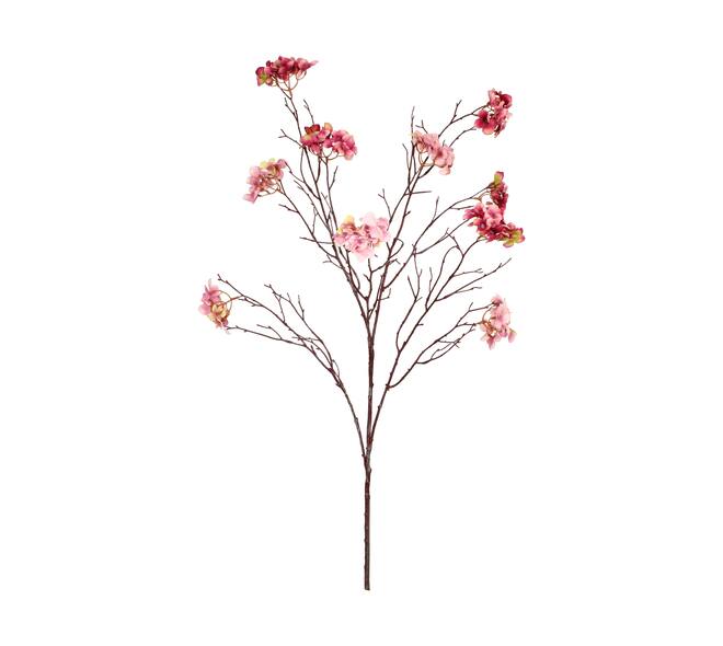Branch hydrangea artificial 102x40x10cm - Pink
