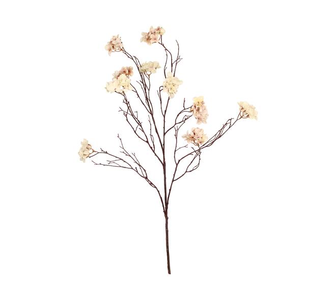 Branch hydrangea artificial 102x40x10cm - Cream