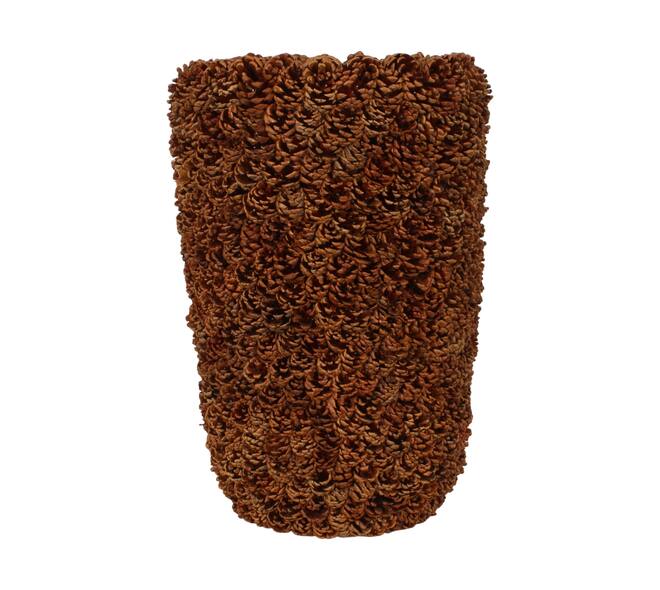 Planter round pinecone with plastic 33x33x50cm