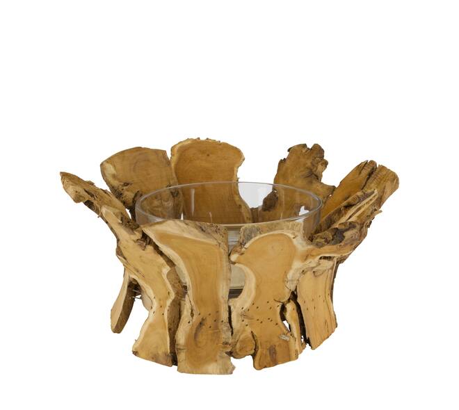 Lantern mulberry wood with glass 36x36x17cm