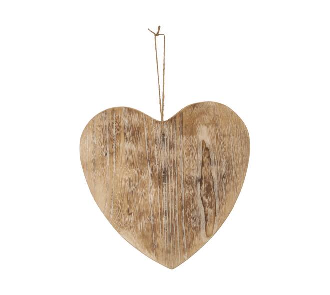 Hanger heart paulownia wood 38x38x2cm - White