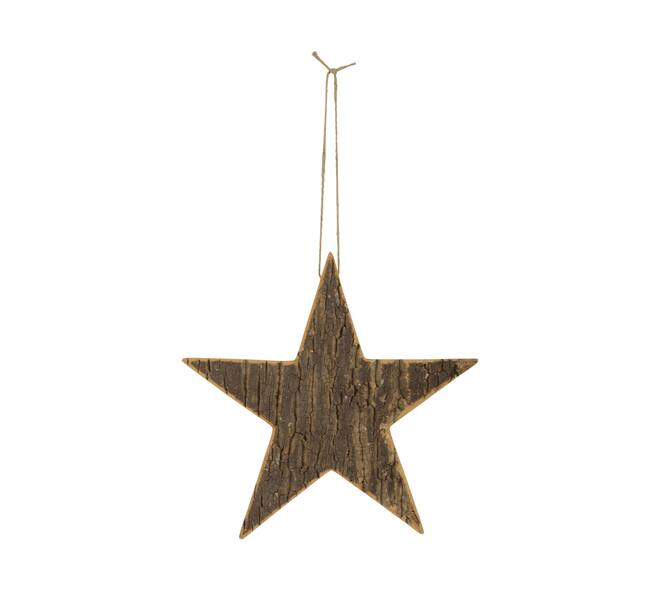 Hanger star bark paulownia wood 38x38x4cm - Natural