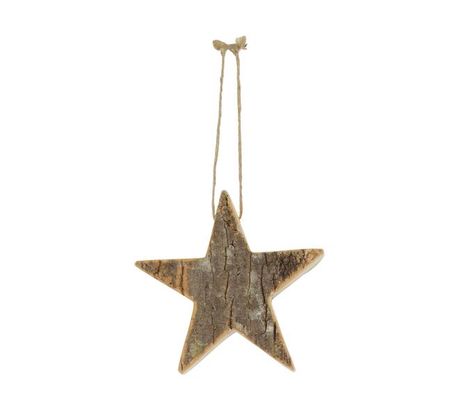 Hanger star bark paulownia wood 18x18x3cm - Natural