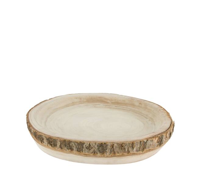 Bowl round bark paulownia wood 38x38x6cm