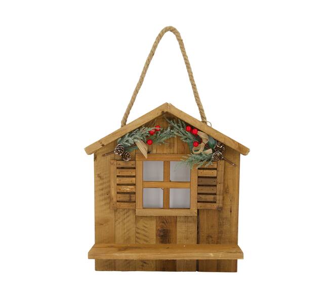 Hanger chalet historic wood 38.5x11x41cm - Natural