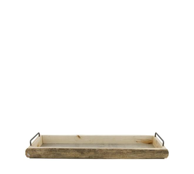 Tray rectangular historic wood with handle 56x18x7.5cm - Natural