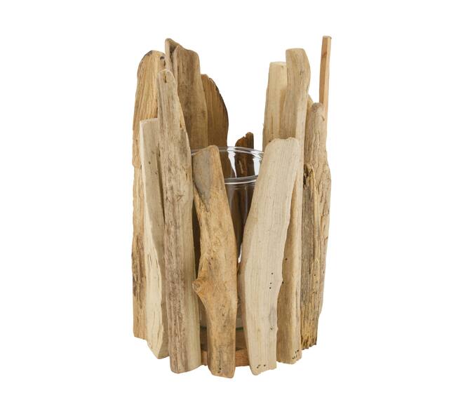 Lantern historic wood with glass 17x17x28cm
