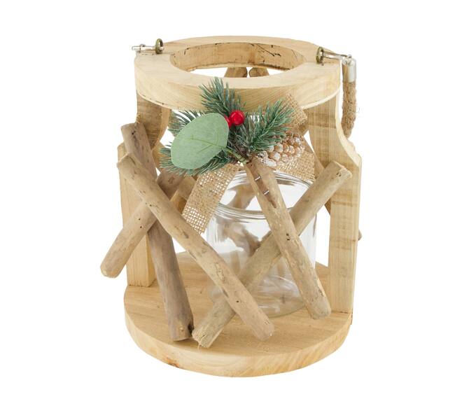 Lantern historic wood 20.5x20.5x23.5cm