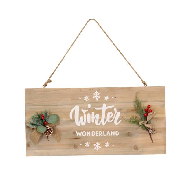 Sign winter wonderland historic wood with hanger 58x28x1.5cm