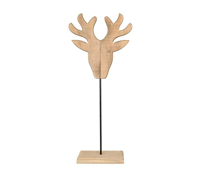 Statue deer historic wood 38x16x86cm KD - Natural