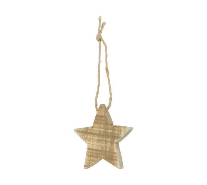 Hanger star historic wood 10x10x1.5cm - Natural