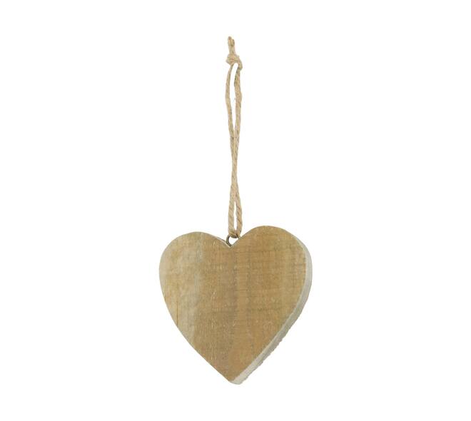 Hanger heart historic wood 10x10x1.5cm - Natural