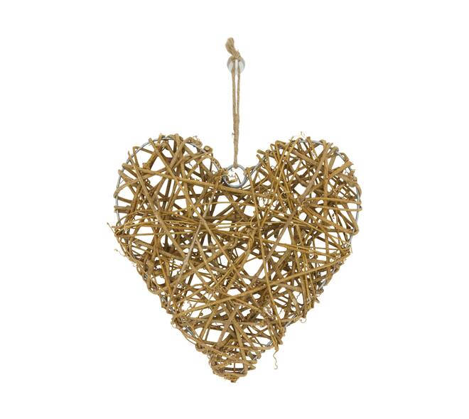 Hanger heart rattan 28x4.5x28cm - Natural