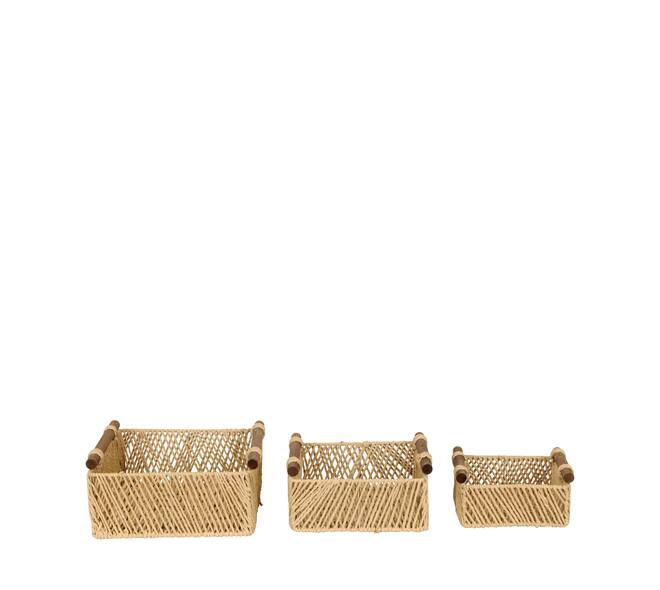 Basket paper rope with handle 29x29x14cm S3 - Natural