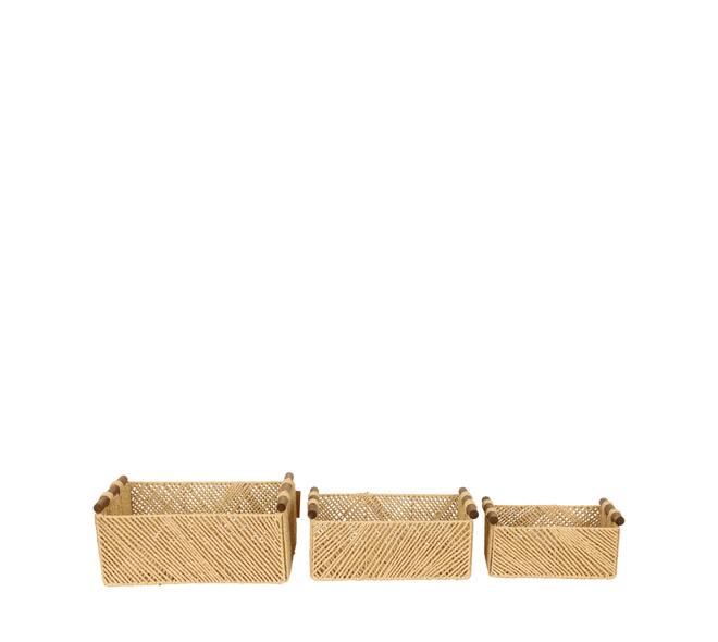 Basket paper rope with handle 38x28x17cm S3 - Natural