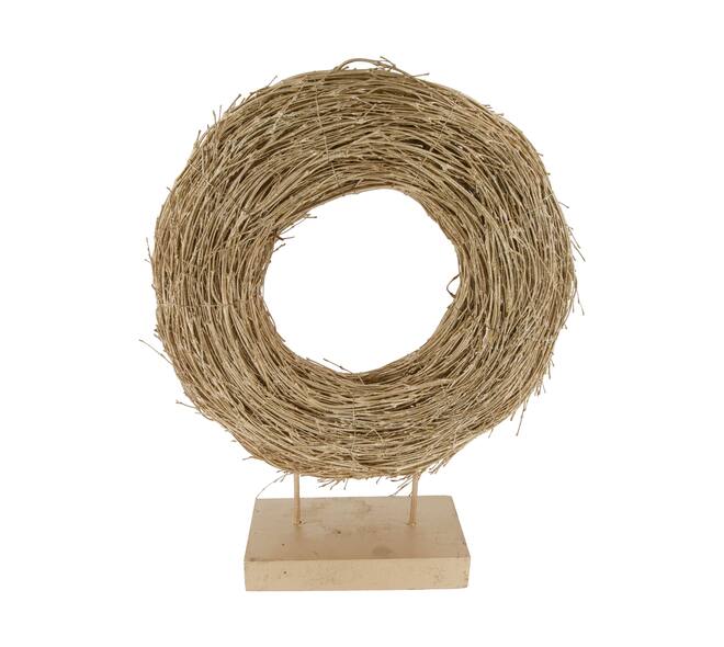 Wreath rattan on feet 44x13x54cm - Gold