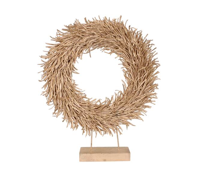 Wreath rattan on feet 63x13x78cm - Gold