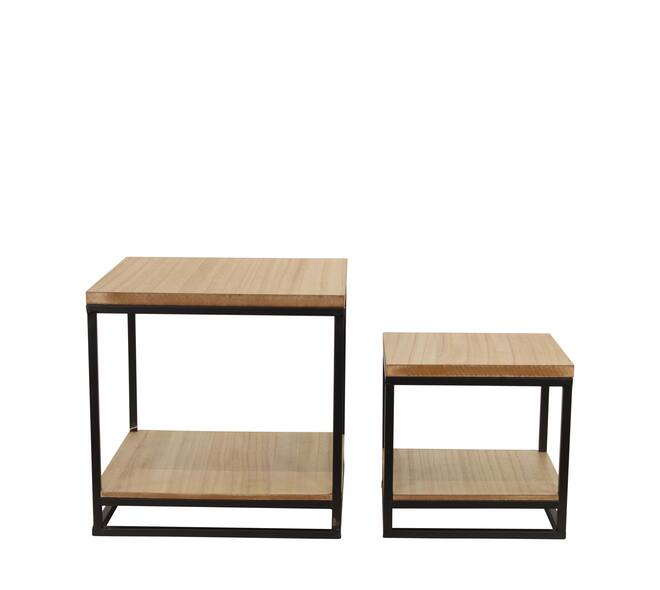 Table square metal / mdf 37x37x37cm S/2