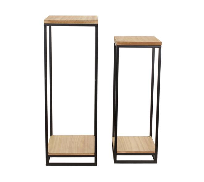 Side table square metal  mdf 27x27x77cm S2 - Natural