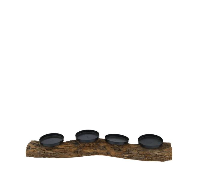 Pillar candle holder pine wood 48x9x7cm - Natural
